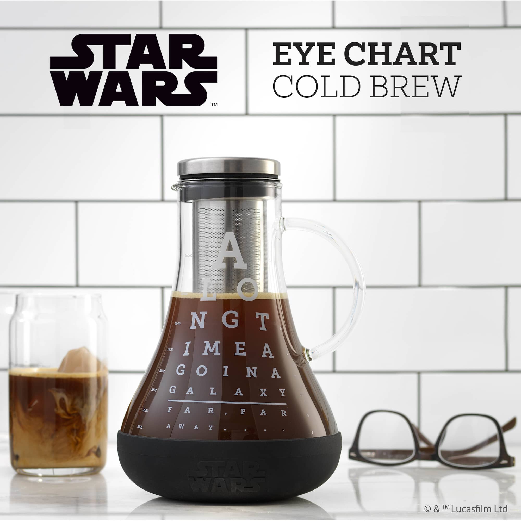 JoyJolt® Star Wars™ 48oz. Eye Chart Cold Brew Glass Pitcher